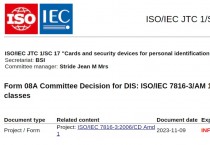 [특집-ISO/IEC JTC 1/SC 17 활동] 20. Form 08A Committee Decision for DIS: ISO/IEC 7816-3/AM 1: Additional voltage classes