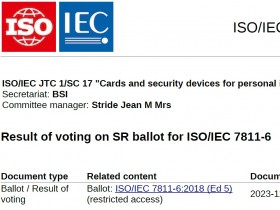[특집-ISO/IEC JTC 1/SC 17 활동] 34. Result of voting on SR ballot for ISO/IEC 7811-6(N 7344)