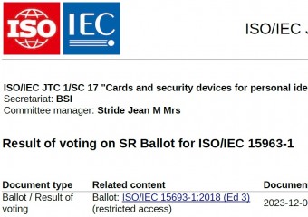 [특집-ISO/IEC JTC 1/SC 17 활동] 29. Result of voting on SR Ballot for ISO/IEC 15963-1 (M 7339)